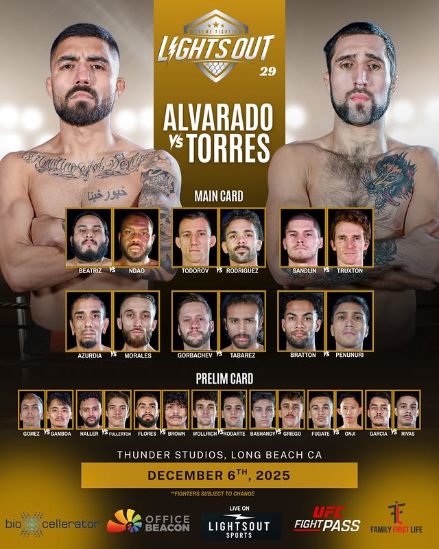 OFFICIAL fight card for Lights Out 29